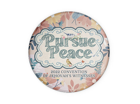 Pursue Peace Button in floral design
